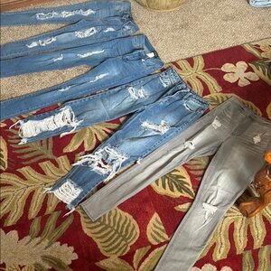 Stylish Blue and Gray Distressed Women's Jeans size 1